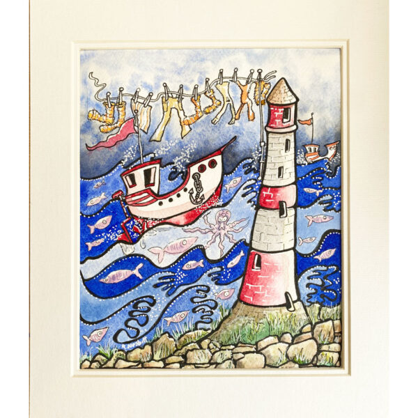 The Lighthouse - Original Pen, Ink & Watercolour by Rob Nesbitt