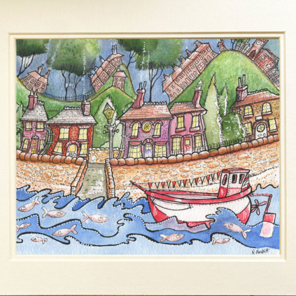 Harbour Village - Original Pen, Ink & Watercolour by Rob Nesbitt (Copy)